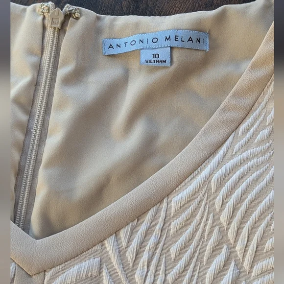 ANTONIO MELANI Cream Textured Midi Dress - Picture 4 of 6